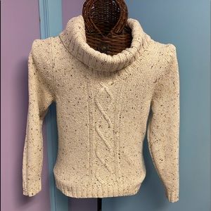 Cute Beige Cowl Neck Sweater with Colorful Rainbow Flecks